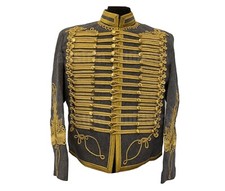 Men's Military Uniform Gray Napoleonic Hussar Jacket Tunic Pelisse Jimi Hendrix