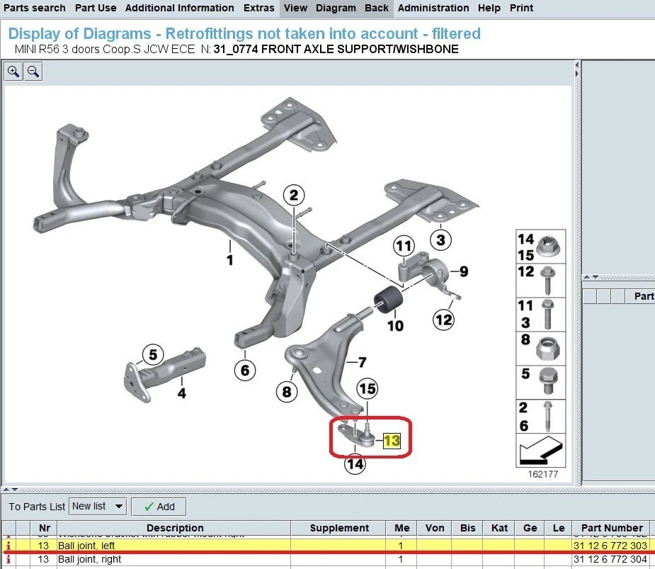 MINI Ball Joint for Left Wishbone 31126772303 - Image 2 of 3