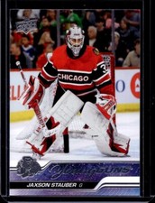 Jaxson Stauber 2023-24 Upper Deck Young Guns Rookie Card #207, Blackhawks (1)