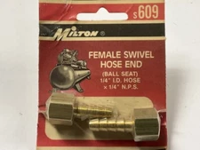 Milton S609  1/4" FNPT 1/4" ID Swivel Hose End Fittings, 2 / PACK