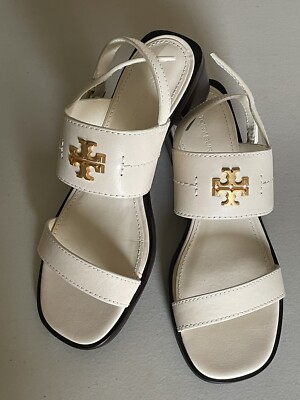 TORY BURCH WOMEN'S ELEANOR HEEL SANDAL 55 MM CALF LEATHER IN NEW