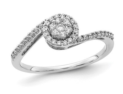 1/4 Carat (ctw) Diamond Cluster Spiral Ring 14K White Gold