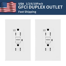 GFCI DUPLEX OUTLET 15 A Receptacle Self-Test Duplex Wallplate With LED Indicator
