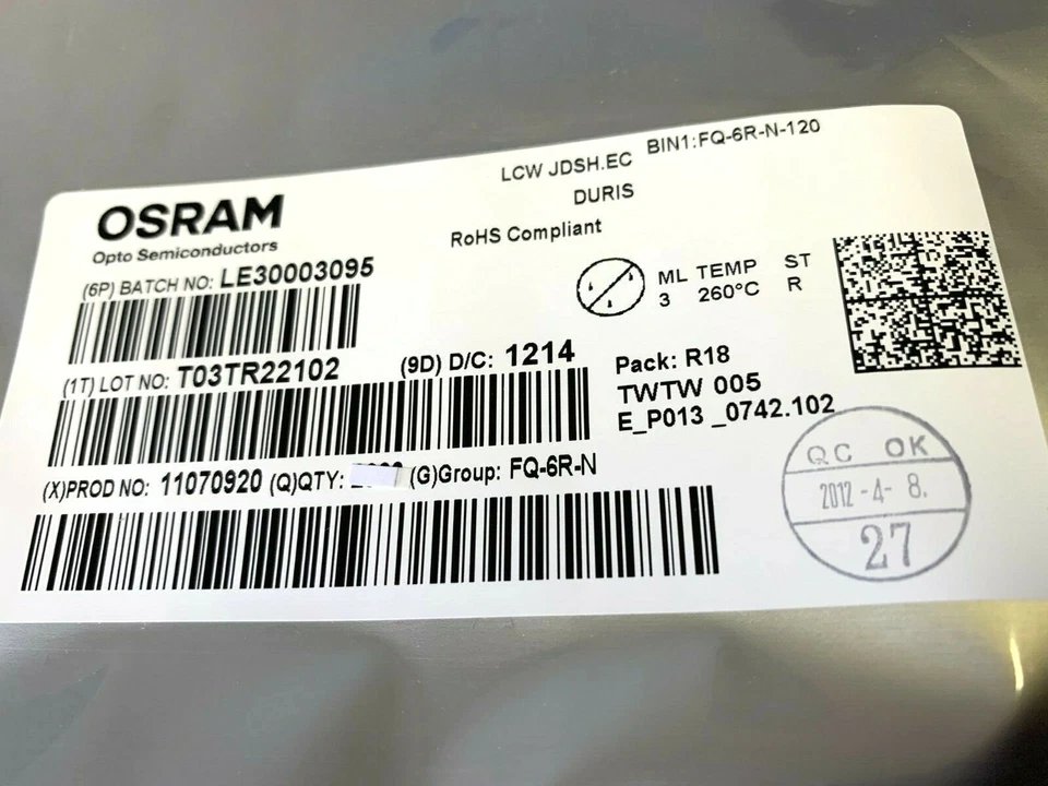 15 x LCW JDSH.EC- FQFS-5R8T-1, Warmweiß,3000K,120mA, 5,6x3mm,13cd,3,2V, 15 Stück - Image 4 of 4