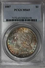 1887 $1 PCGS MS65 ,Morgan Silver Dollar, Miss Liberty Head Dollar, $1