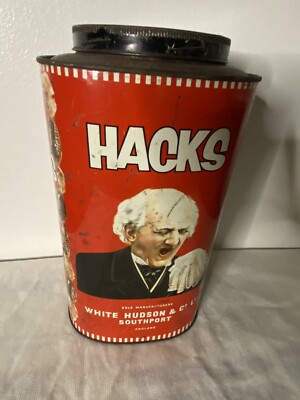 Rare Collectible Hacks Cough Drops 5 lbs. Empty Tin Can With Lid England￼
