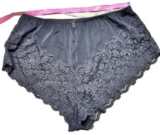 VINTAGE SECOND SKIN Sz2X STRETCH  LACE HI CUT BIKINI PANTY BLACK