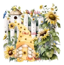 Sublimation Print Sunflower Gnomes Ready To Press Heat Transfer