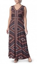 EAST BLACK ORANGE WHITE AZTEC PRINT JERSEY MAXI LONG DRESS BRAND NEW SIZE UK 14.