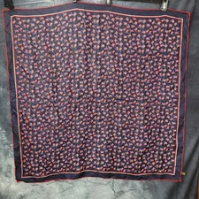 Alynn Silk Scarf Square American Flag Navy Blue