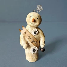 Nicol Sayre Primitive Jingle Snowman Christmas Ornament, Seasons of Cannon Falls