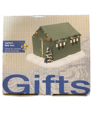 BSA Christmas Scout Village Lighted Wall Tent W/Box Boy Scouts Of America 2013