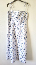 New REFORMATION Christen Linen Midi Dress in Blue Floral. Size 12