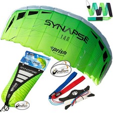 Prism Synapse 140 Cilantro 2-Line Foil Stunt Kite Bundled with 20ft Ribbon Tail