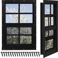 Shed Windows 2 Pack, Chicken Coop Windows 12" x 18" Black 12" x 18"