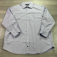 Hart Schaffner Marx Dress Shirt Mens 17.5 32/33 Purple Geometric Non Iron Pima