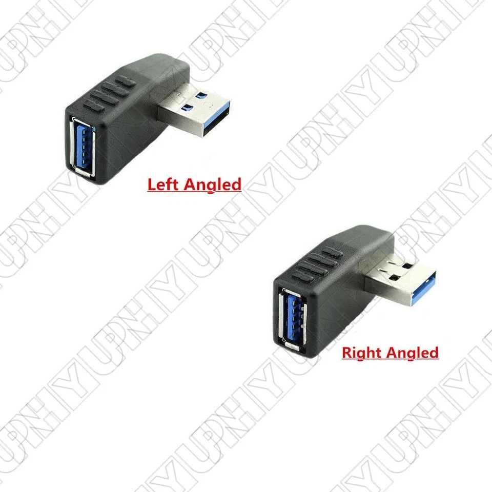 2x USB 3.0 Righ +Left Angle Connector Male to Female 90 Degree Adapter Converter - Image 4 of 4