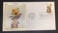 US FDC 1982 State Birds & Flowers #1968 Kansas KS Colorano Cachet DC cancel