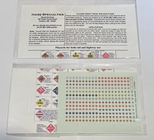 IVERS HO BOX DECAL-HAZARDOUS MATERIAL PLACARDS for TRUCKS & RAILROAD CARS