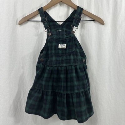 Oshkosh B gosh Girls Tartan Plaid Overall Dress Size 4T Ruffle Classic Fall
