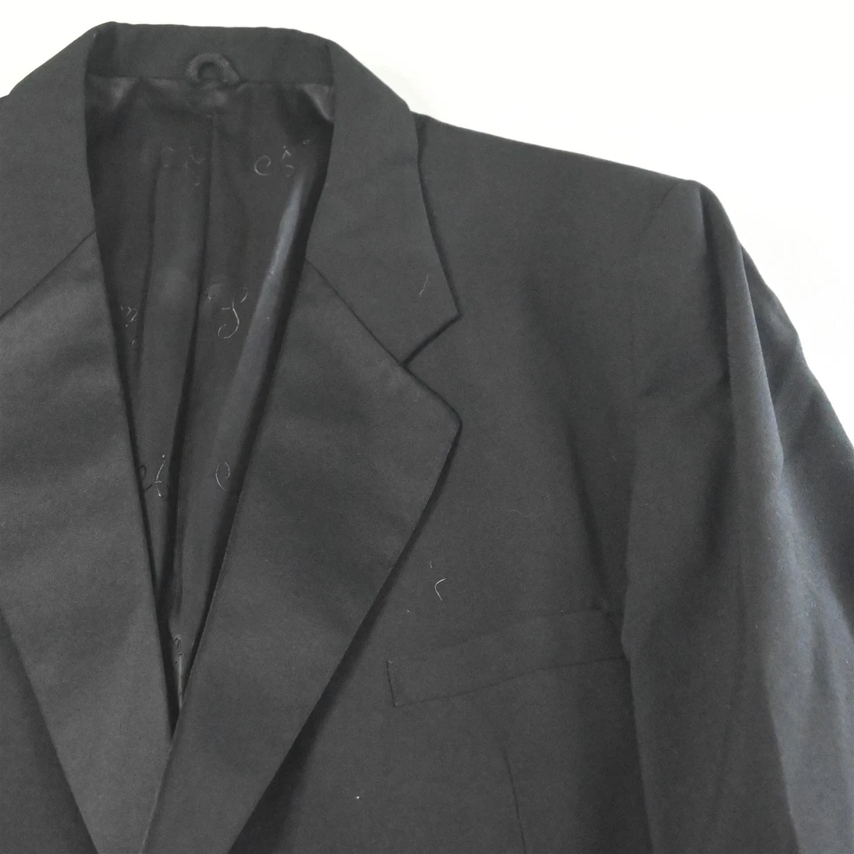 Vtg USA Made 44L Black 100% Wool Mens Blazer Suit Jacket Sport Coat - Image 2 of 4