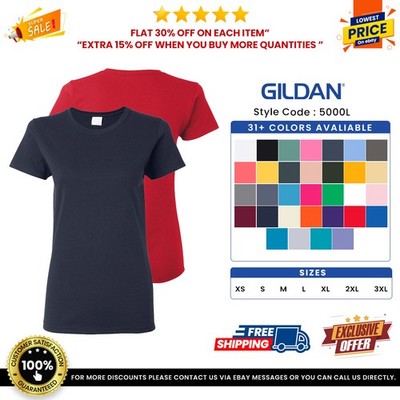 Gildan G500L Women's Heavy Cotton Short Sleeve Crew Neck Plain Stylish T-Shirt