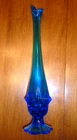 VINTAGE FENTON ART GLASS VALENCIA BLUE SWUNG BUD VASE PETAL BASE 13" TALL 1960s