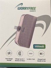 Worry Free 5 000 mAh USB C Fast Charger Power Bank Portable Battery Pack Pink