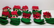 Lot of 9 Happy Holidays Christmas Elf Green Stocking Mini Decor 6/Lot (54 Count)