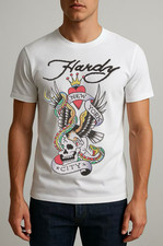 Ed Hardy Style Graphic T Shirt Skull Wings Heart Crown Rhinestone Tee