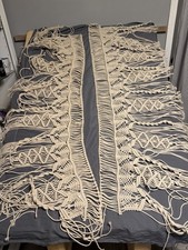 2 Lush Macrame Indoor Outdoor Curtain Valance Divider Beige Cream Cotton 50x20