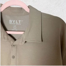 BYLT Polo Shirt Men L Tan Lux Premium Basics Untuck  Performance Casual Golf
