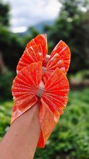 Orange Glitter Fabric Hair Bow with Rhinestone Center for Girls Party