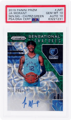 2019 Panini Prizm Ja Morant Sensational Auto Green Choice /8 PSA 10/10 Rookie