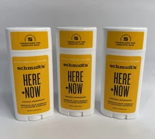 Lot of 3 Schmidt's Here + Now Natural Deodorant 3.25oz