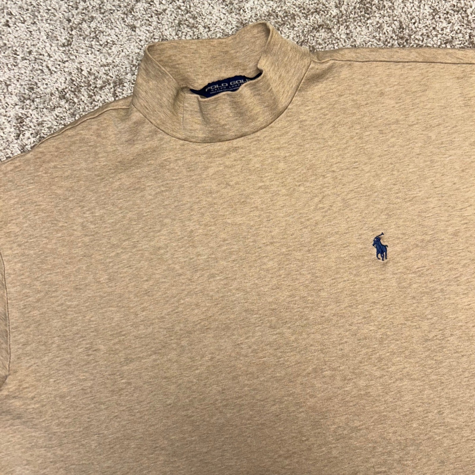 Vintage Polo Golf Ralph Lauren Mock Turtleneck Men Siz XL Brown Pony Pima Cotton
