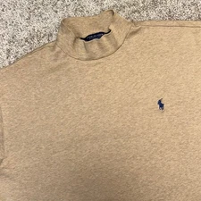 Vintage Polo Golf Ralph Lauren Mock Turtleneck Men Siz XL Brown Pony Pima Cotton