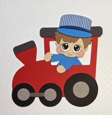 Lil' Train Conductor Brown Hair. Scrapbook, Card Making Paper Piecing