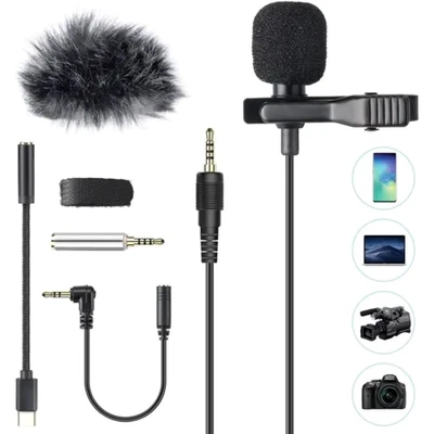 Micro Cravate Omnidirectionnel 3.5mm Jack iPhone Android Clip 2m 3 Adaptateurs - Photo 1/4