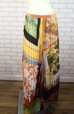 Maeve Anthropologie Consuela Pleated Maxi Skirt sz 8 Multi Floral Pattern Print