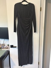Lauren Ralph Lauren Evening Maxi dress Size 8 Black Chic Formal Gown Glitter