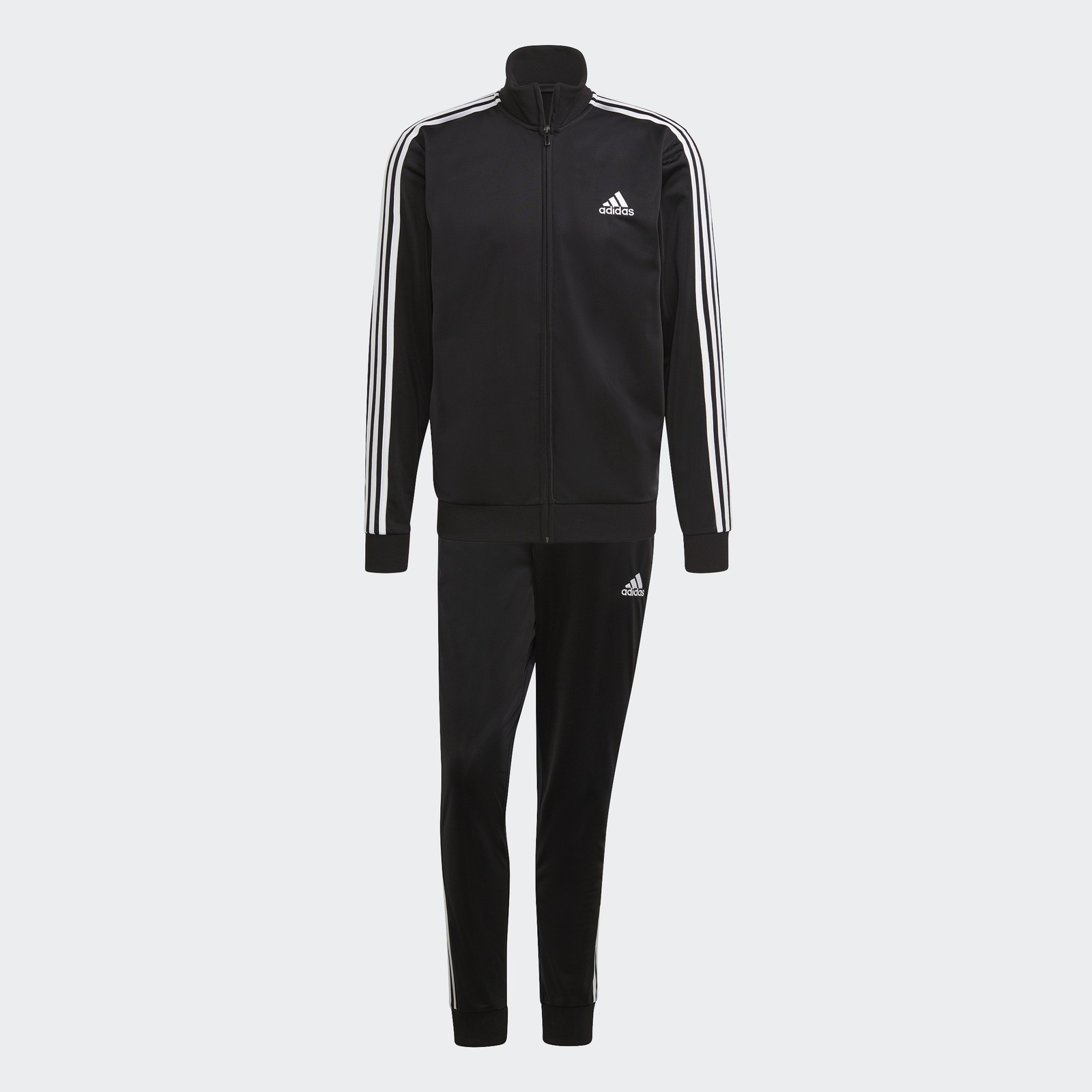 adidas women's Essentials 3-Stripes Track Suit Black Set Top Bottom GK9651 Sz M