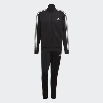 adidas men Essentials 3-Stripes Track Suit Black Set Top Bottom GK9651 Sz 2XL