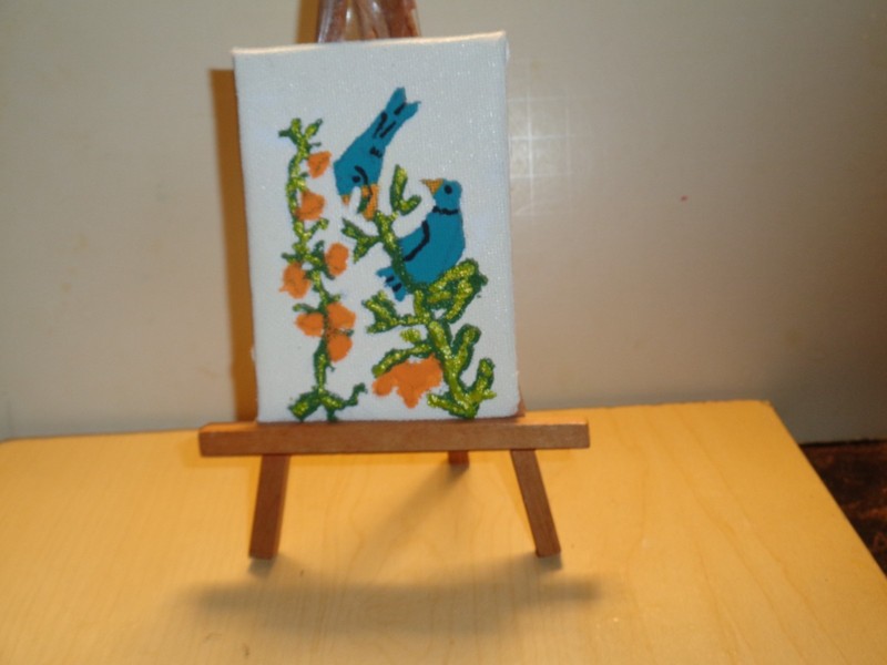 Dollhouse miniature painting Birds