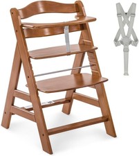 hauck Alpha+, Walnut - Wooden High Chair, Beechwood Toddler Feeding and Entertai