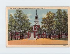 Postcard Barry Statue & Independence Hall Philadelphia Pennsylvania USA