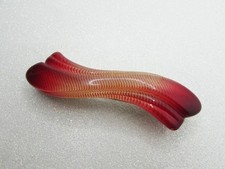 Vintage Red Gold Striped Barrette- Large Wavy Curved Asymmetrical Hair Clip