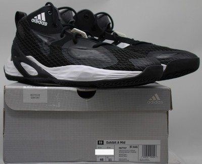 adidas Exhibit A Mid Men s 9.5   Black Silver Basketball Shoes NEW FREE SHIPPING
