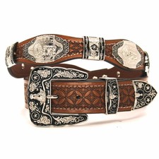 West Star Concho Rodeo Cowboy Belt Genuine Leather 8033 Prayer CF L for Pants...