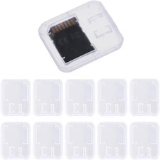 Pack of 10 Clear Plastic Memory Card Case Storage Boxes Compatible with SD SDHC